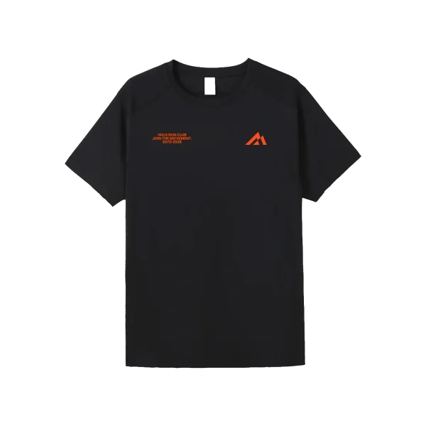 Black Men's Foundation Club Tee with existing Hills Run Club chest artwork